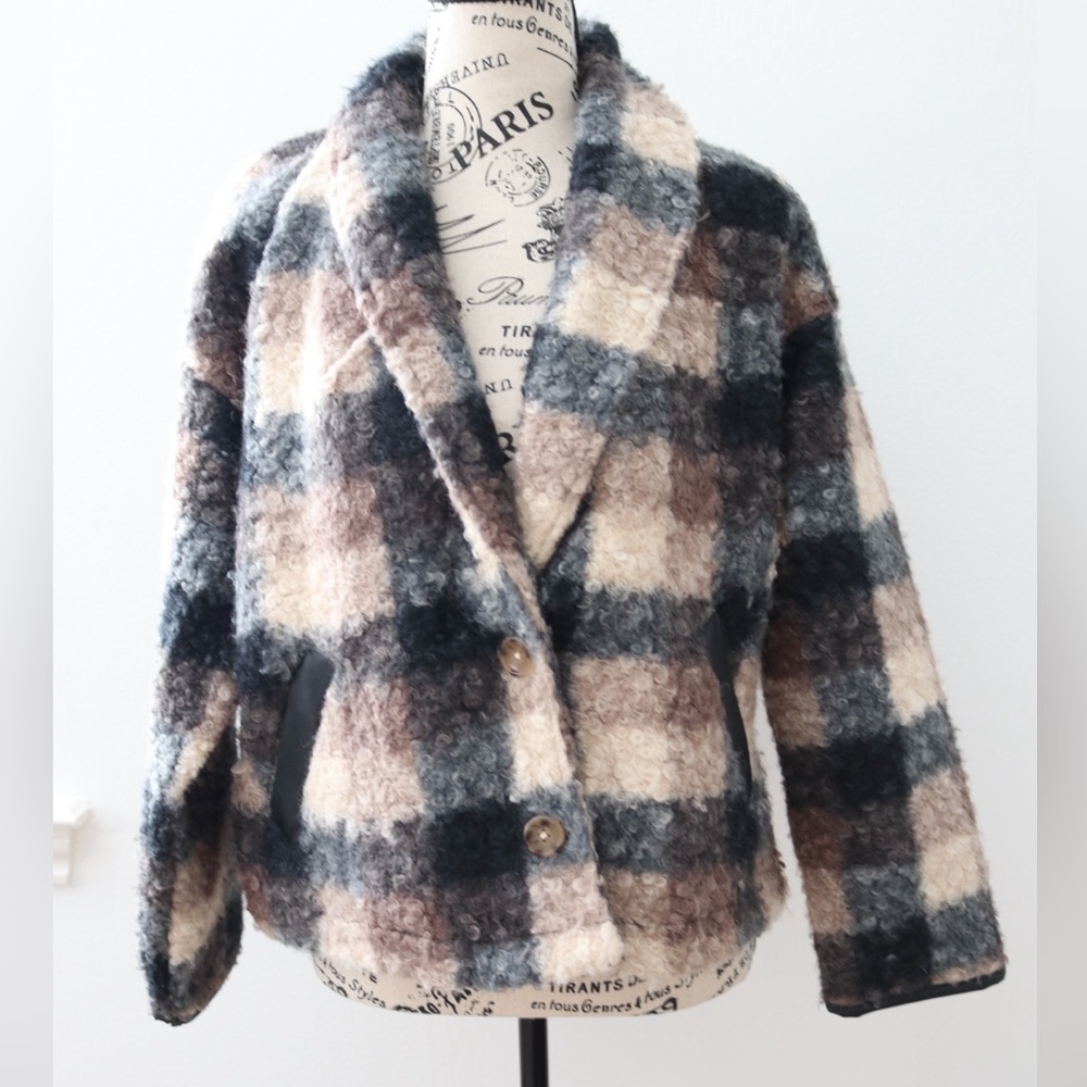 Knox Rose Women's Plaid Sweater Overcoat Black Plaid Size XS - Picture 4 of 10
